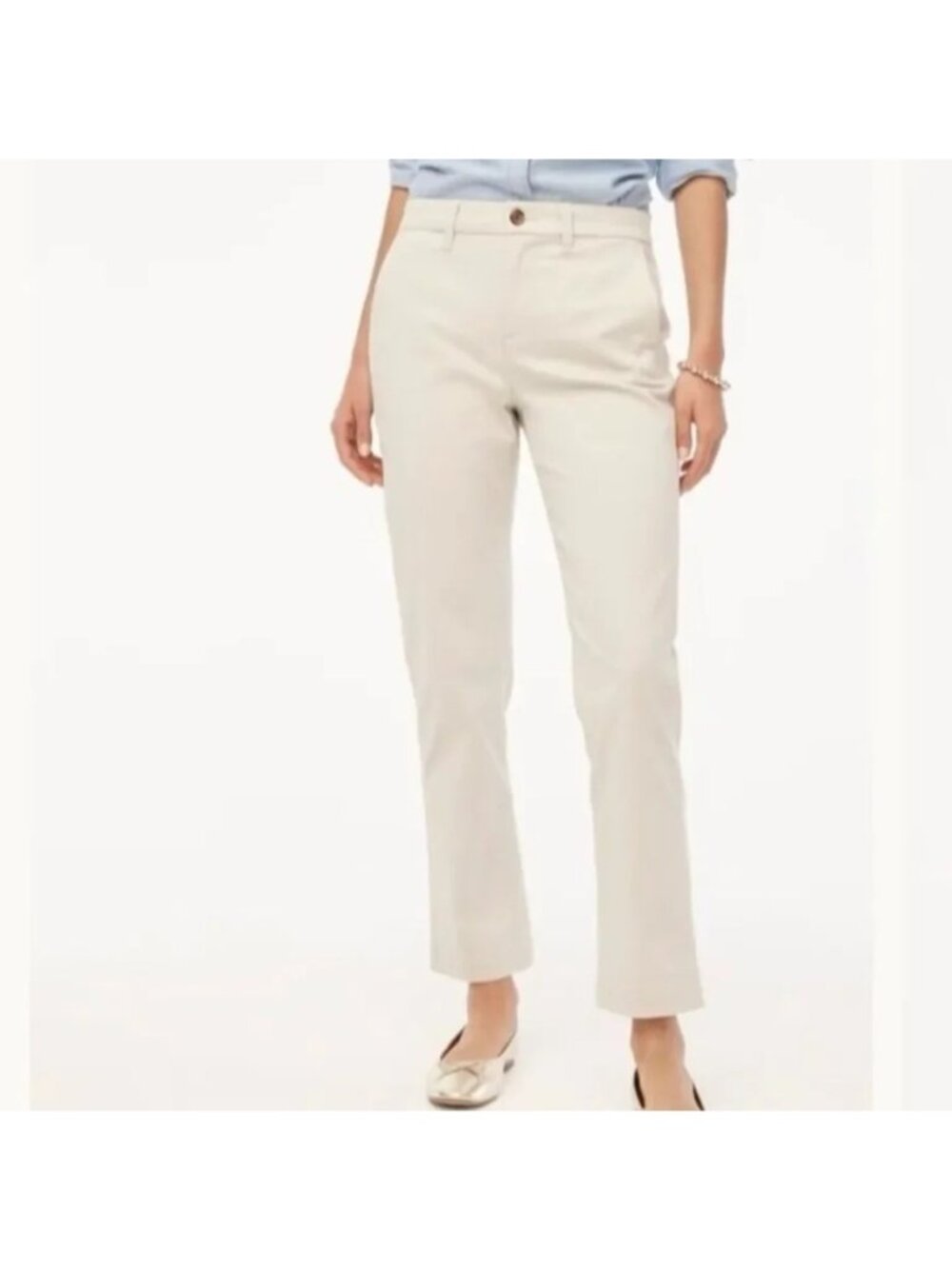 J.Crew Factory High-Rise Girlfriend Chino Pant Sz 18 Stone Office Ankle Stretch